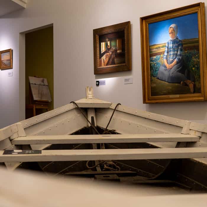 Kunstmalerens Nymindegab. View fra gafprammen i udstillingen